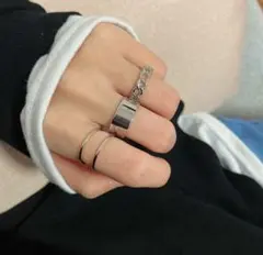 シルバー リング メンズ レディース セット フリーサイズ 3個セット 韓国