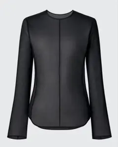 シアークルーネックT（長袖）黒&オフホワイト2枚セット