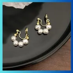 パール イヤリング 4粒 フープ バロックパール イヤーカフ ゴールド上品お洒落