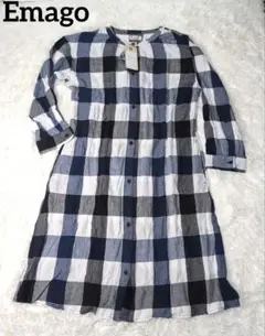 新品　Emago イマゴ　コットン　チェック　ワンピース 長袖　タグ付き