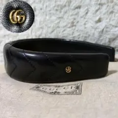 美品 GUCCI キルティング GGマーモント ラムスキンレザー カチューシャ