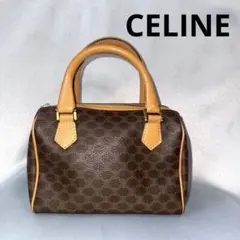 【CELINE】マイクロミニボストンバッグ　マカダム柄　PVC ダークブラウン