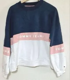 TOMMY JEANS レディースカラーブロックスウェット Lピンク　ネイビー