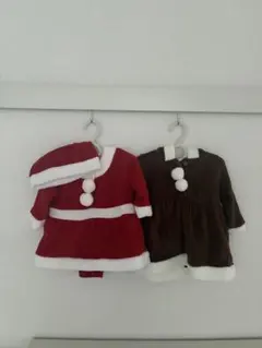 ベビーサンタ・トナカイ着ぐるみ 60-70,80サイズ 赤・茶色セット売り