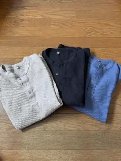 UNIQLO ユニクロ ワッフルヘンリーネックTシャツ/長袖