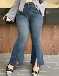 SHEIN Dazy Plus ビンテージウォッシュ フレアジーンズ