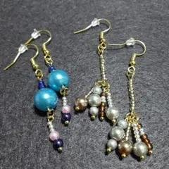 ハンドメイド ビーズ ピアス2点セット　　　ks60