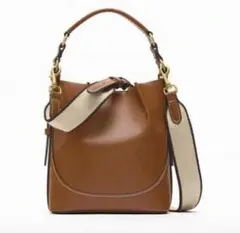 ZARA ブラウンレザーショルダーバッグ