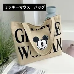 Disney　ミッキーマウスキャンバストートバッグ　カーキ