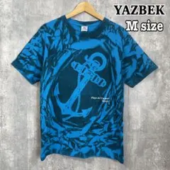 YAZBEK アンカー Tシャツ メキシコ製 Mサイズ 総柄 メンズ 水色 古着