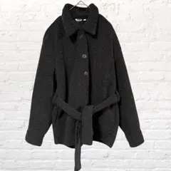 12052 UNIQLO ユニクロ ボアフリースショートコート S 黒 小さい