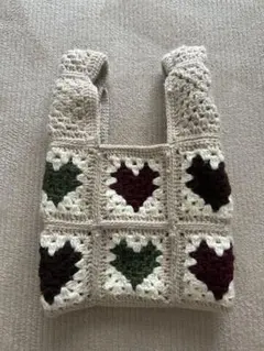 ハートモチーフエコバッグ かぎ編み 手編み