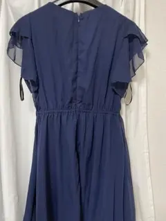 ネイビーフリル袖パーティードレス