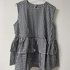 ギンガムチェック 半袖 ペプラムトップス 3XL - メルカリ