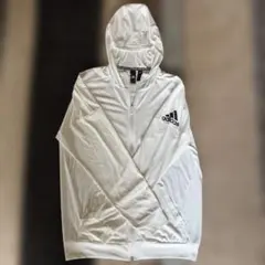 【美品】アディダス　adidas AEROREADY パーカー 白 Ｌ夏OKのサムネイル