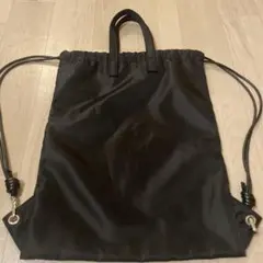 【美品】黒 無地ナイロン ドローストリングバッグ ナップザック ナップサック