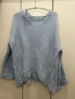 JEANASIS ニットプルオーバー ライトブルー ゆるシルエット