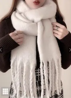 起毛フェイクウールフリンジボリュームマフラー[fo1250]