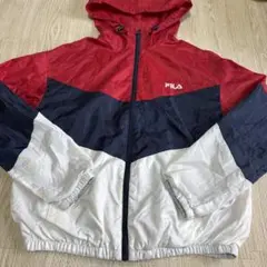 FILA フード付きナイロンジャケット 赤/紺/白 M