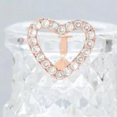 新品 14G ハート 逆バーベル ラインストーン ピンク ゴールド へそピアス