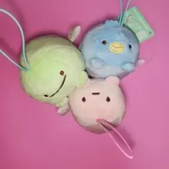 すみっコぐらし　うつぶせゴムひも付マスコット 3点セット