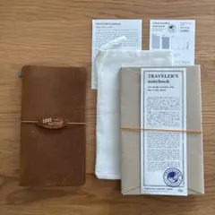 トラベラーズノートレギュラーサイズ(キャメル)とレザータグ