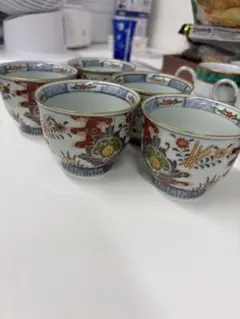 有田焼 和柄 湯呑み 5客セット 染付 赤絵 - メルカリ