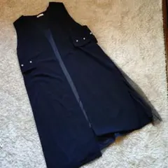 RIVIETTA ノースリーブ 黒 ベスト・ジレ パールボタン付き4L