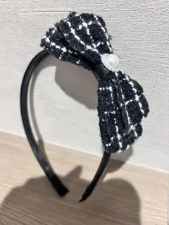 リボン付きツイードカチューシャ