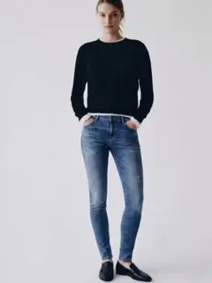 ZARA スキニーデニム ストレッチ　ダメージ　ライトブルー40 MーL