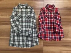 ブランシェス ロングチェックシャツ 120cm 100cm 姉妹おそろい