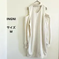 イング　Vネック ロングスウェット　ホワイト　サイズM カジュアル