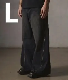 GRANCY ZipDesign Buggy DenimPants ブラック Lのサムネイル