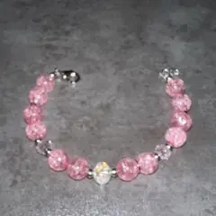 y2k クラッシュ　ビーズ　ブレスレット　ハンドメイド　ピンク
