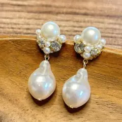 パール　ピアス　大ぶり