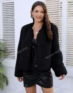 【SHEIN】【1度のみ着用】【最終値下げ】ブラックファーコート