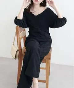 新品未使用 カットレースフロントクロスサロペ