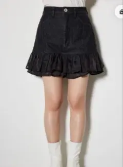rienda レイヤードティアードデニムスコートショートパンツ blackのサムネイル