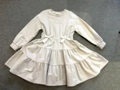 mezzo pianoリボン付きティアードスカラップワンピース120ベージュ