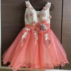 フラワーモチーフ Aラインドレス ボリュームシフォン 結婚式