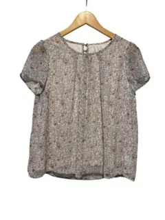 MICHELKLEIN サイズ38 花柄 半袖ブラウス 後ろボタン付き