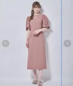 トランテアン　カットアウトＩライン麻調ワンピース