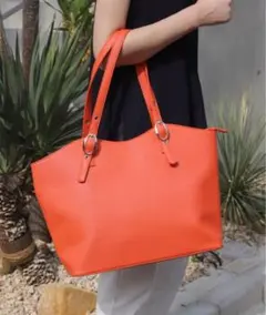 トートバッグ　レザーオフィス　オレンジ　florist バッグ　通勤