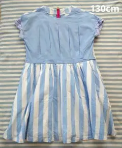【アプレレクール】 ワンピース 130 ストライプ ブルー