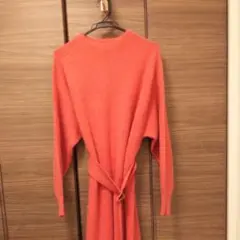 ファーライクベルティッドニットワンピース