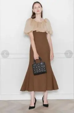 Lejaオフショルダーパフスリーブバリエマーメイドワンピースロングドレス