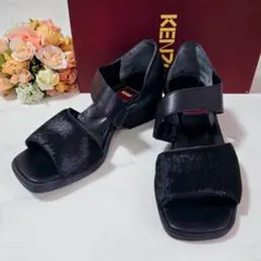 KENZO ケンゾー サンダル レザー ハラコ ブラック 24cm