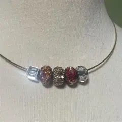 【美品】スワロフスキー　ビーチャームドビーズ 5個＆ゴールドワイヤーのセット