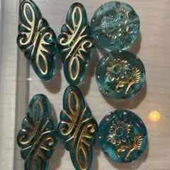 《青》アンティーク　アクリルビーズ①　おすそ分け　まとめ売り