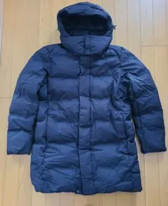 美品 ユニクロ メンズ ブラックフード付きダウンジャケット ロング丈